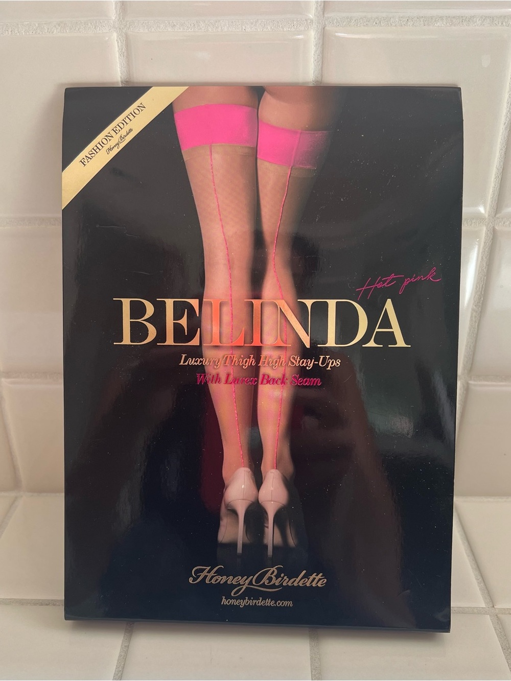 Honey Birdette Belinda Hot Pink Lace Back Thigh High Stay-Ups